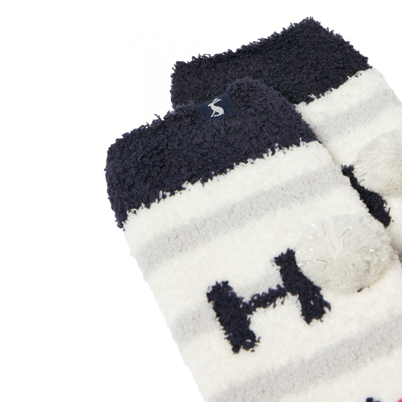Joules Festive Fluffy Socks - Hohoho In Creme-1