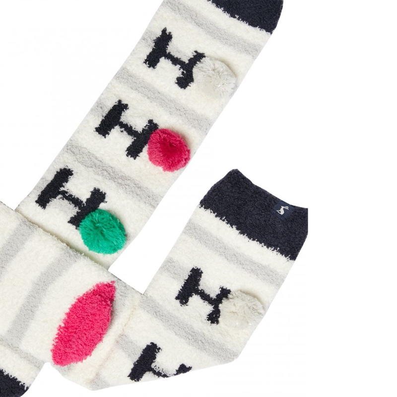 Joules Festive Fluffy Socks - Hohoho In Creme-2