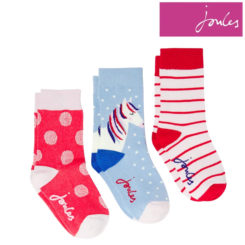 Joules Brilliant Bamboo 3 Pack Socks - Horse Spot Stripe