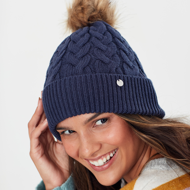 Joules Elena Cable Hat - French Navy-1