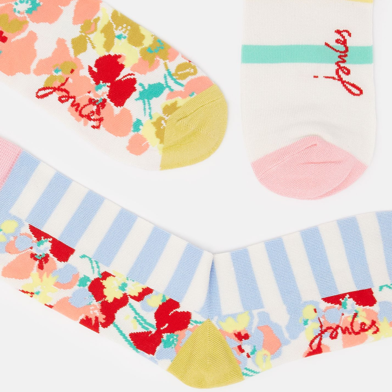 Joules Excellent Everyday 3 Pack Eco Vero Socks - Cream Floral-1