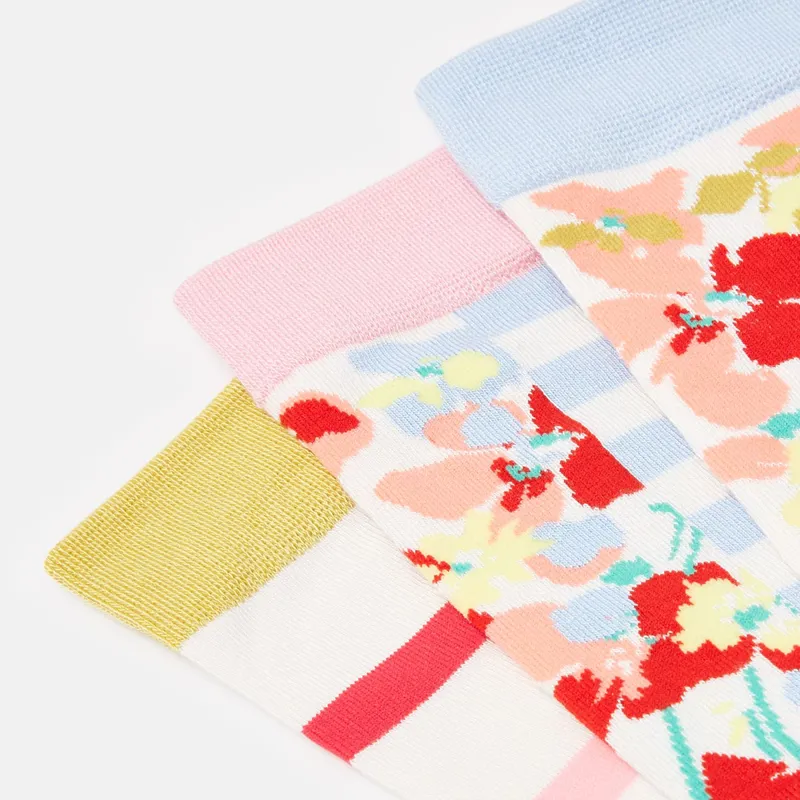 Joules Excellent Everyday 3 Pack Eco Vero Socks - Cream Floral-2