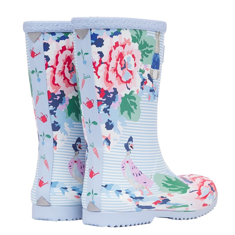 Joules Jnr Roll Up Flexible Printed Wellies - White Floral-1