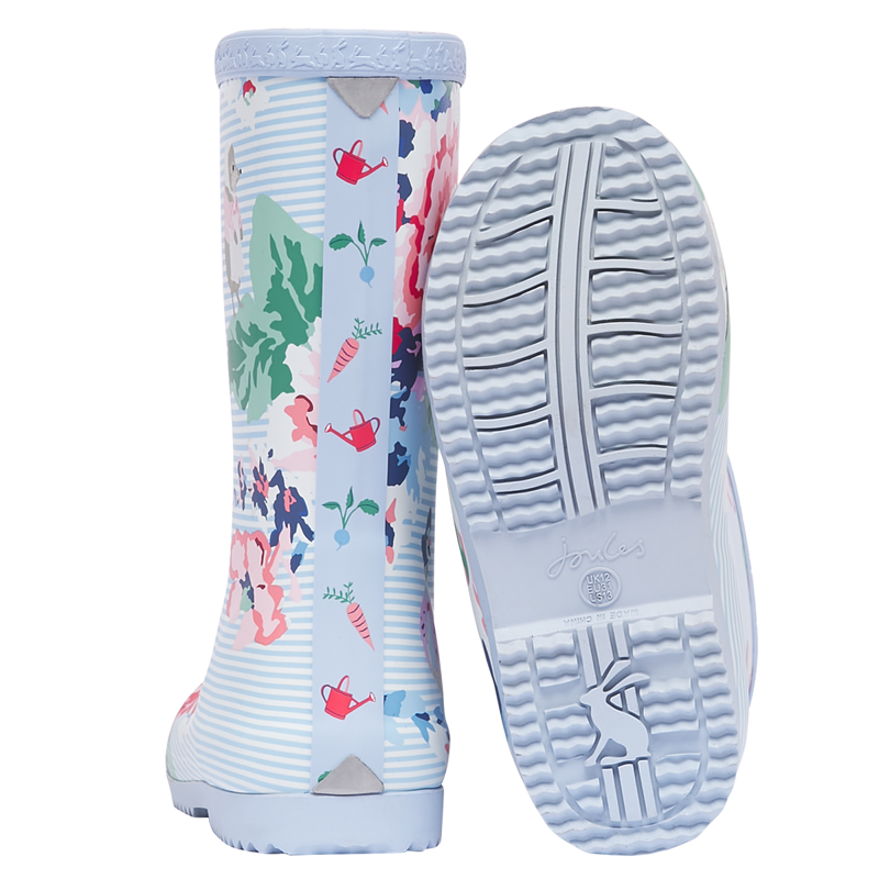 Joules Jnr Roll Up Flexible Printed Wellies - White Floral-2