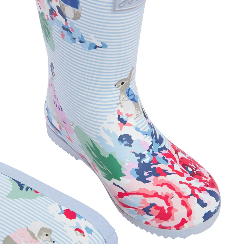 Joules Jnr Roll Up Flexible Printed Wellies - White Floral-3