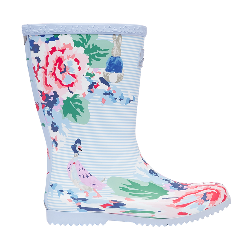 Joules Jnr Roll Up Flexible Printed Wellies - White Floral-4