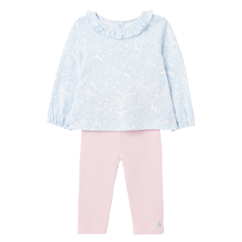 Joules Posie Waffle Legging Set - Blue Horse