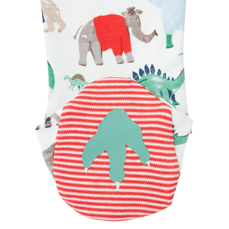 Joules Razamataz Cotton Printed Babygrow - White Dinos-3