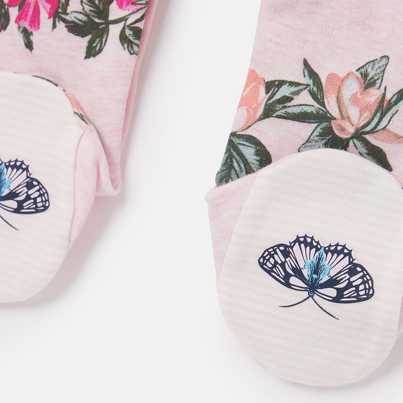 Joules Razamataz Cotton Printed Babygrow - Pink Marl Floral-3