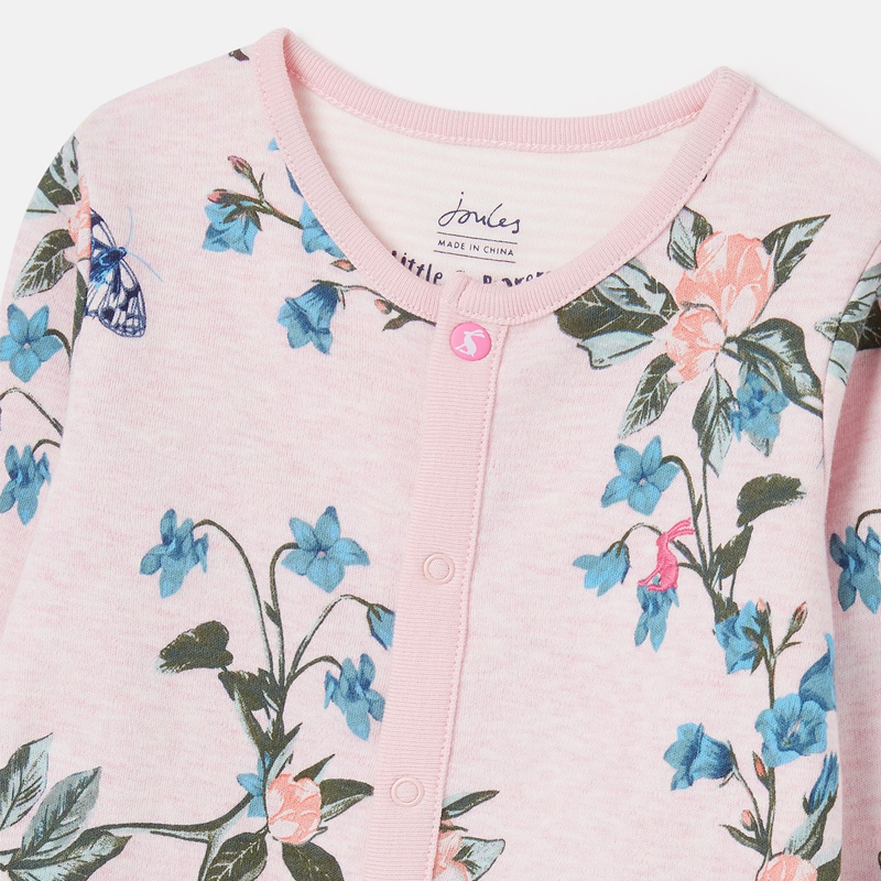 Joules Razamataz Cotton Printed Babygrow - Pink Marl Floral-2