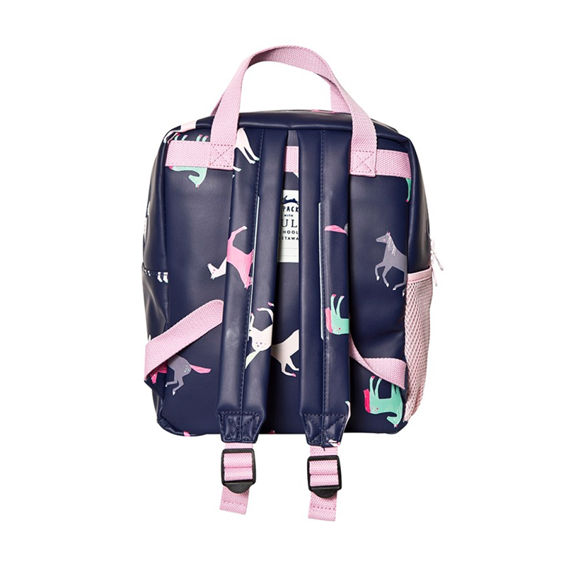Joules Adventure Rubber Backpack - Navy Horses-1