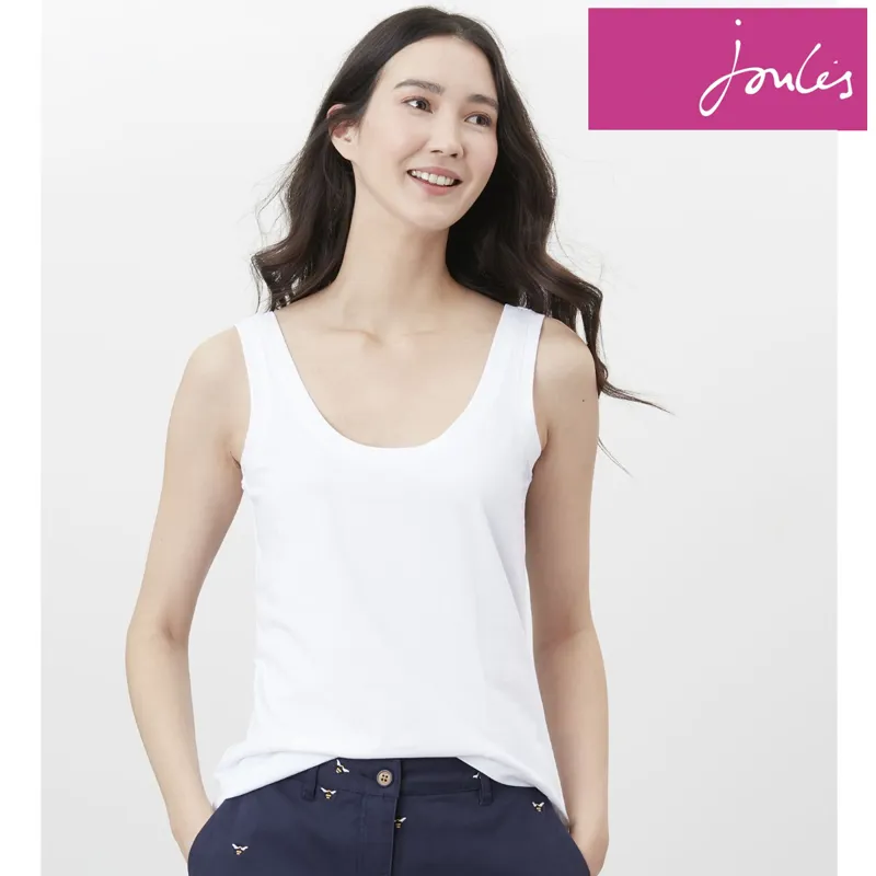 Joules Annika Scoop Neck Jersey Vest - Bright White