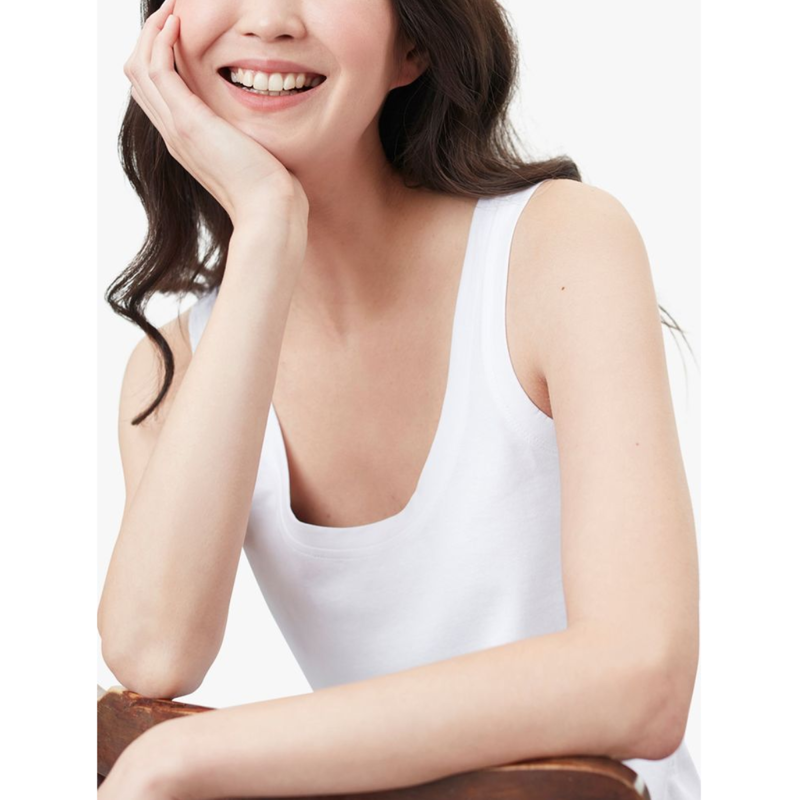 Joules Annika Scoop Neck Jersey Vest - Bright White-2