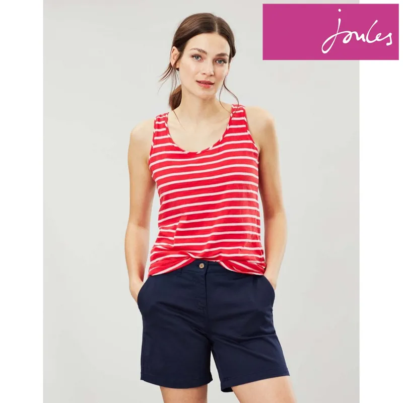 Joules Bo Stripe Jersey Vest - Red Pink Stripe