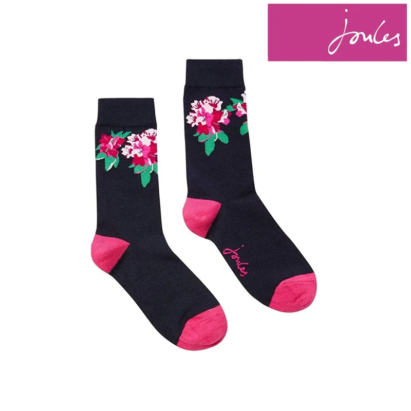 Joules Brill Bamboo Ladies Socks - Navy Floral