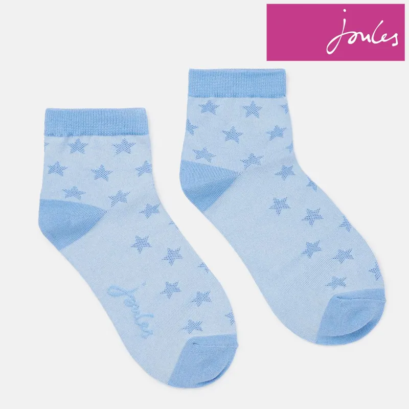 Joules Brill Bamboo Short Printed Socks - Blue Stars