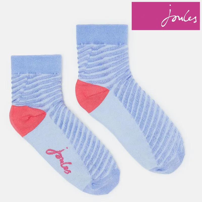 Joules Brill Bamboo Short Printed Socks - Blue Stripes