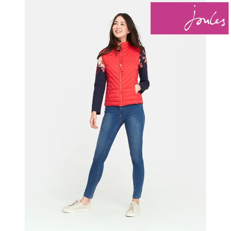 Joules Brindley Chevron Printed Gilet Z - Redcurrant-1