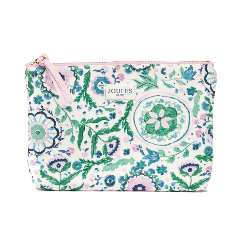 Joules Carrywell Zip Pouch - Creme Floral