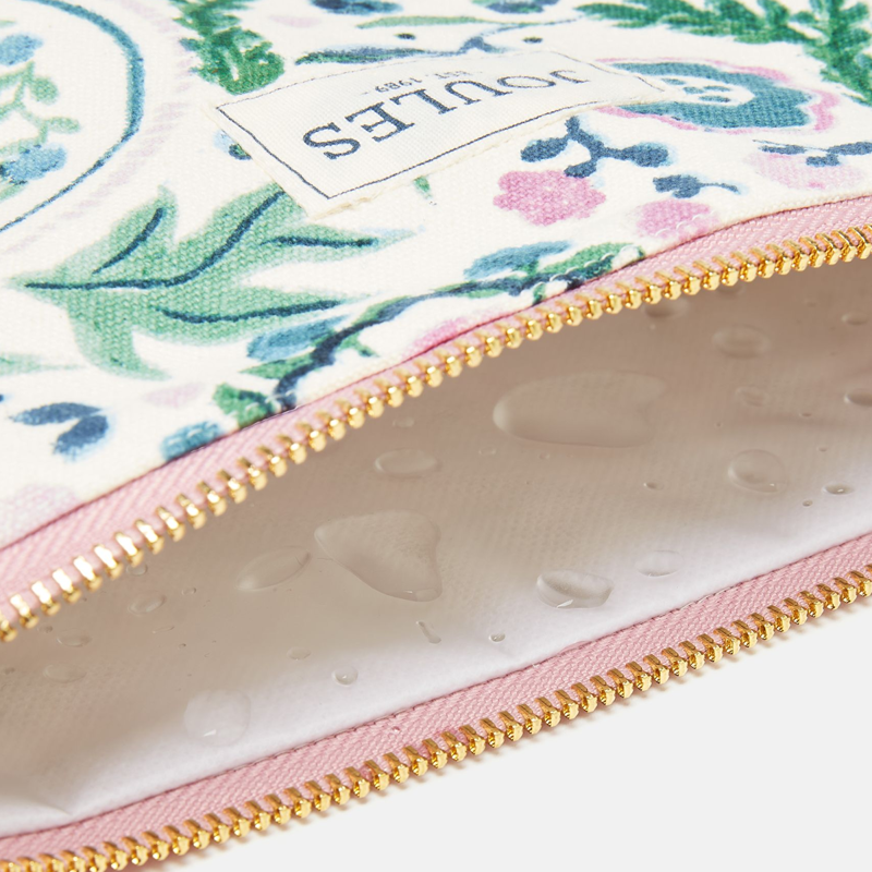 Joules Carrywell Zip Pouch - Creme Floral-2