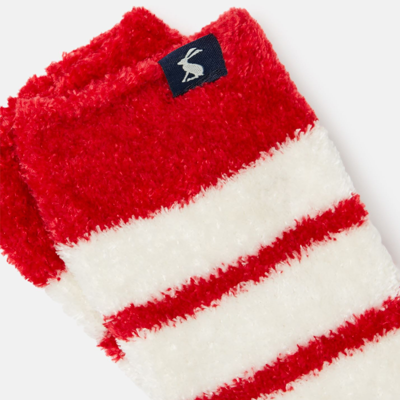 Joules Chenille Fluffy Socks - Creme Stripe-2