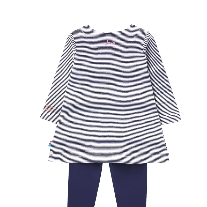 Joules Gruffalo Artwork Christina Organically Grown Cotton Dress And Legging Set - Gruffalo Navy Stripe-1