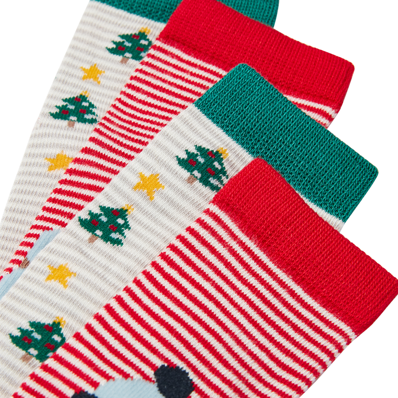 Joules Christmas Neat Feet 2 Pack Character Socks -  Christmas Tree And Robin-1