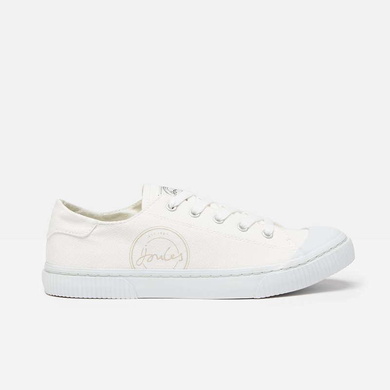 Joules Coast Ladies Canvas Pump Trainer - White-3