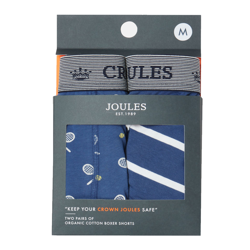 Joules Crown Joules Cotton Boxer Briefs - 2 Pack - Blue Tennis-1