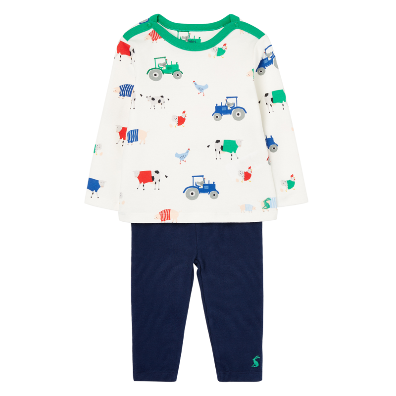 Joules Curtis Waffle Legging Set - White Animal