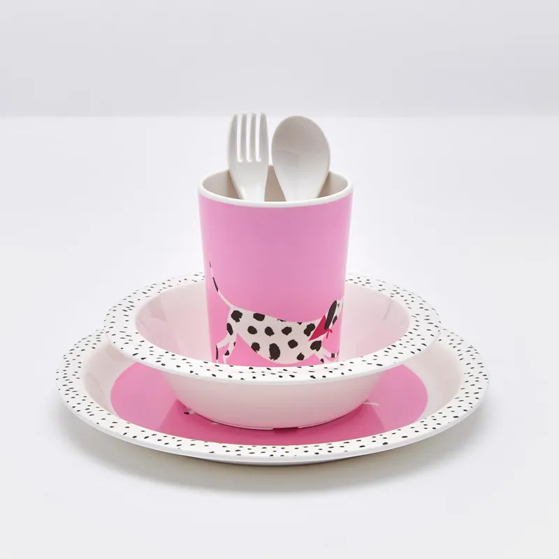 Joules Time To Dine Children's Five Piece Melamine Dinner Set - Little Dot-1