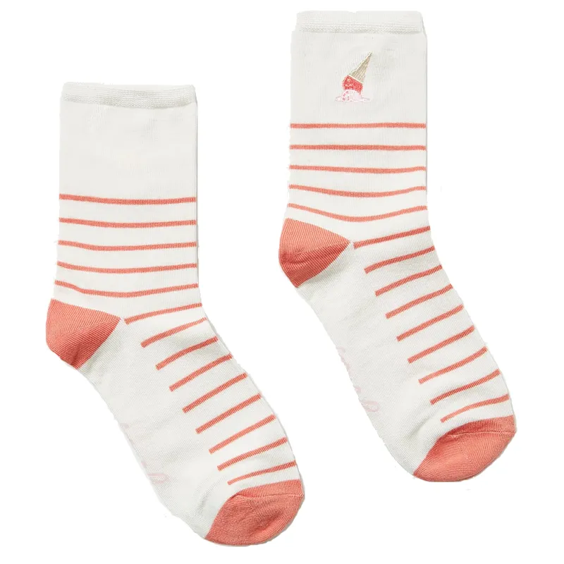 Joules Ladies Embroidered Socks - Red/White