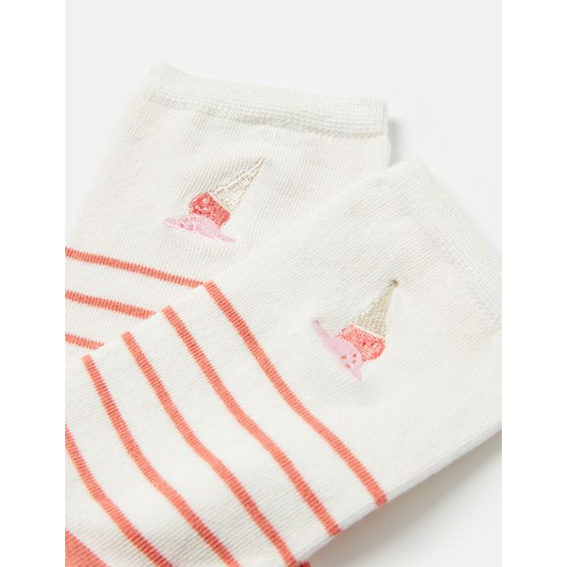 Joules Ladies Embroidered Socks - Red/White-2