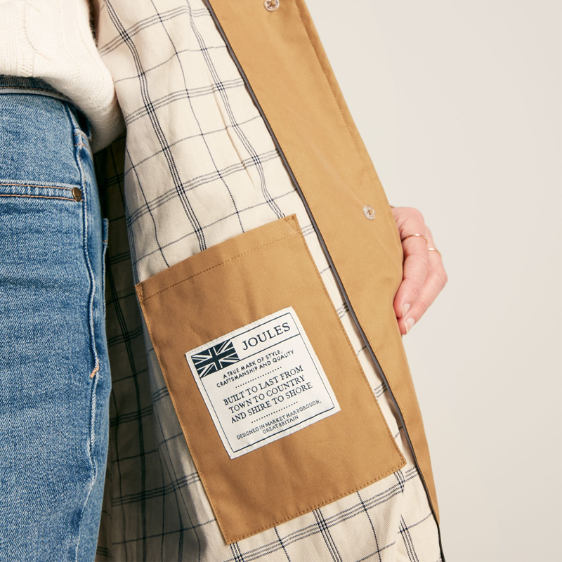 Joules Epwell Ladies Waterproof Belted Trench Coat - Tan-6