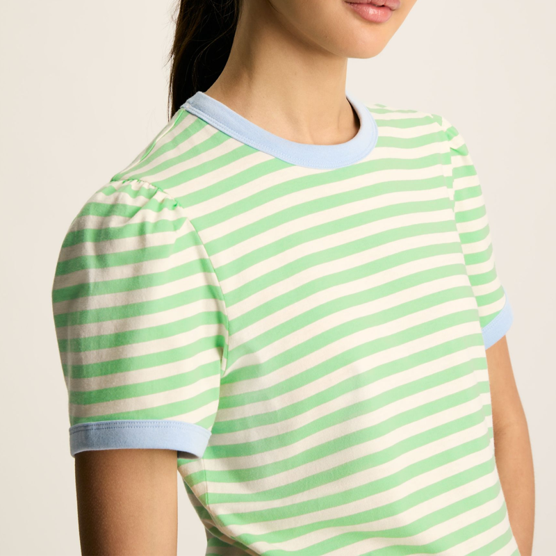 Joules Erin Ladies Short Sleeve T-Shirt - Green Stripe-3