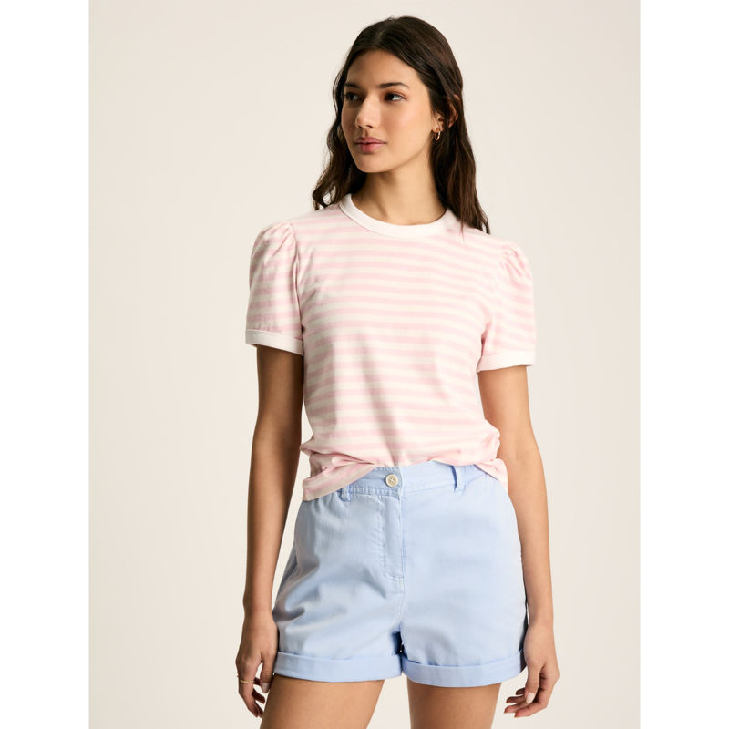 Joules Erin Ladies Short Sleeve T-Shirt - Pink Stripe-1