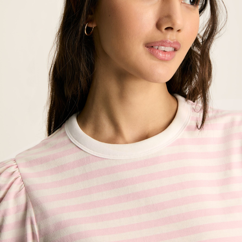 Joules Erin Ladies Short Sleeve T-Shirt - Pink Stripe-4