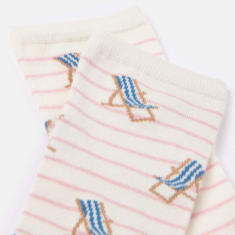 Joules Ladies Everyday Socks - Pink Deckchair-1