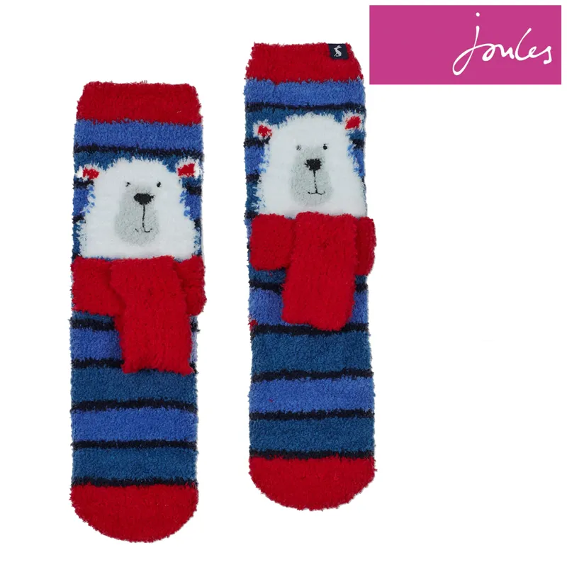 Joules Festive Fluffy Socks - Blue Polar Bear