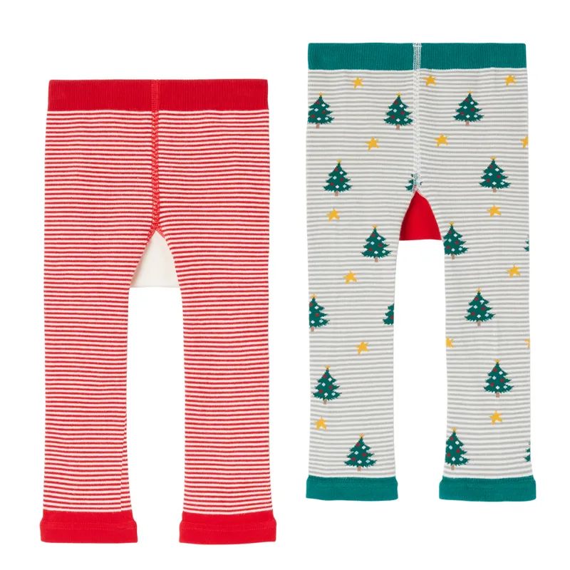 Joules Festive Lively 2 Pack Leggings - Christmas Tree And Robin-1