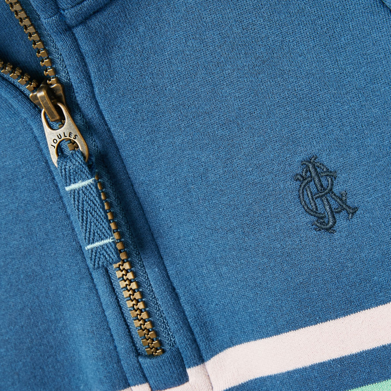 Joules Finn Children's 1/4 Zip Sweatshirt - Navy Green Stripe-6