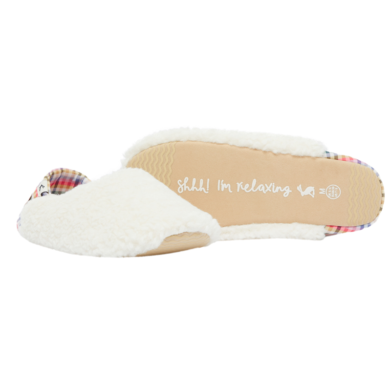 Joules Comfy Faux Fur Foldable Slippers - Multi Gingham-2