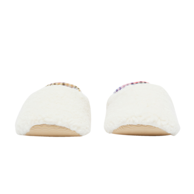 Joules Comfy Faux Fur Foldable Slippers - Multi Gingham-3