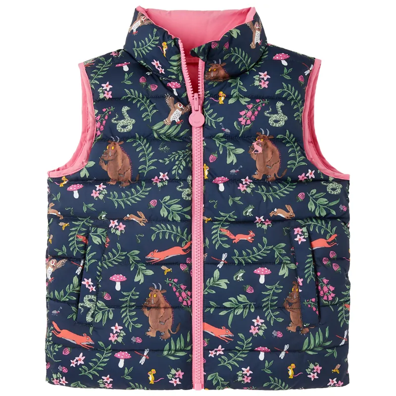 Joules Gruffalo Flip It Reversible Gilet - Gruffalo Blue Foral-2