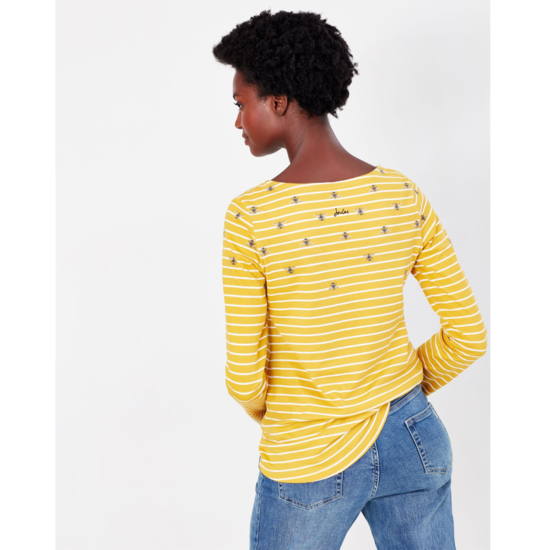Joules Harbour Print Long Sleeve Jersey Top - Gold Bee Stripe-2
