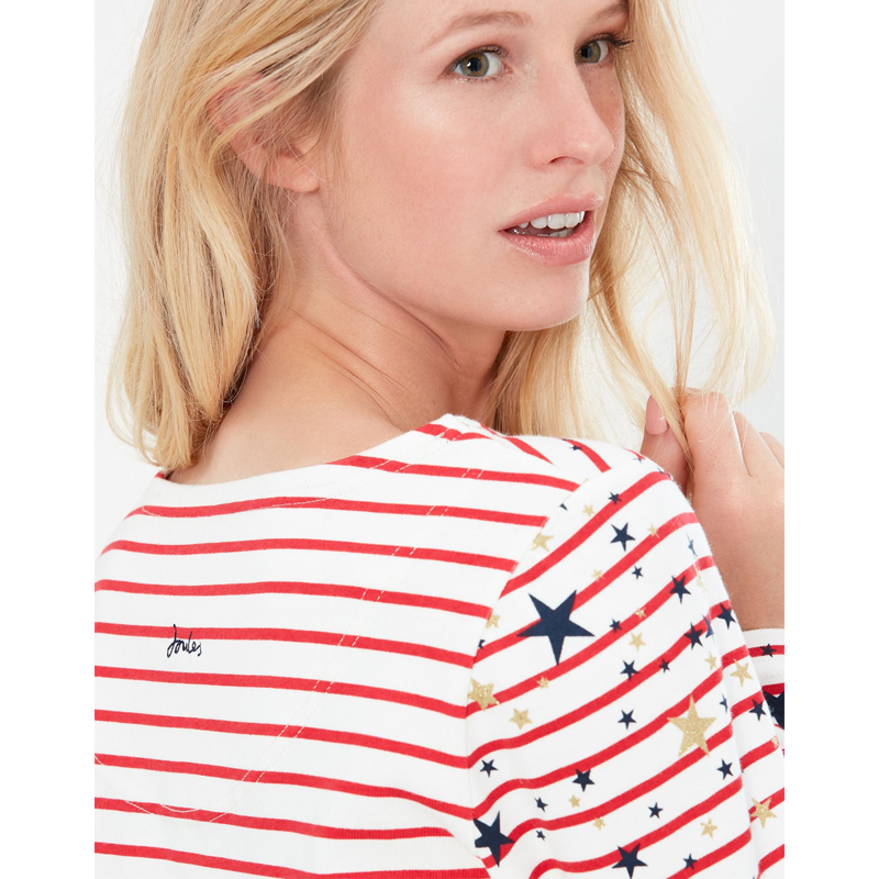 Joules Harbour Print Long Sleeve Jersey Top - Cream Red Stripe-3