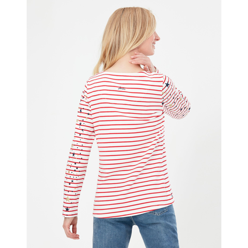 Joules Harbour Print Long Sleeve Jersey Top - Cream Red Stripe-7