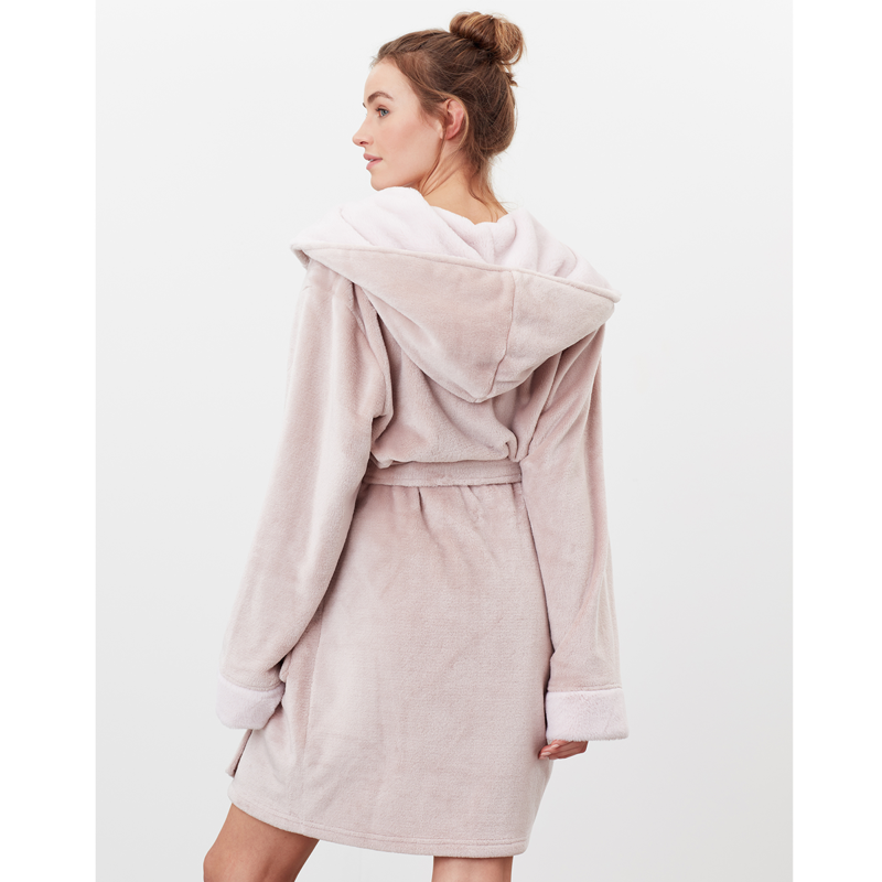 Joules Helena Faux Fur Dressing Gown - Pink-4