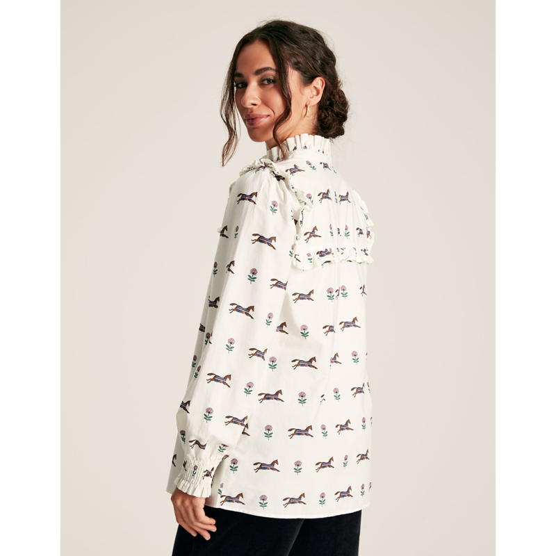 Joules Henrietta Ladies Frill Blouse - Cream Horse-2