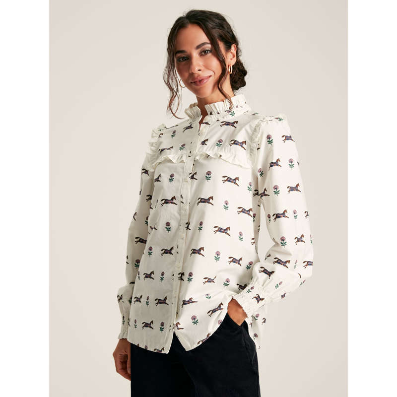 Joules Henrietta Ladies Frill Blouse - Cream Horse-1